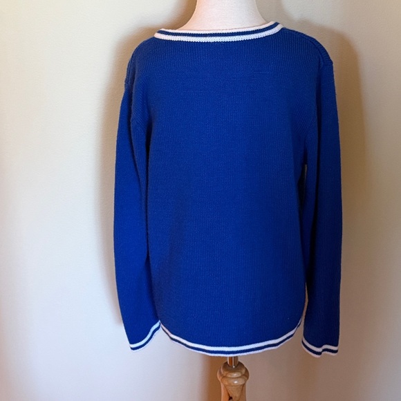 EUC~Woman’s Medium Ugly Blue Santa Christmas Sweater - Picture 3 of 9